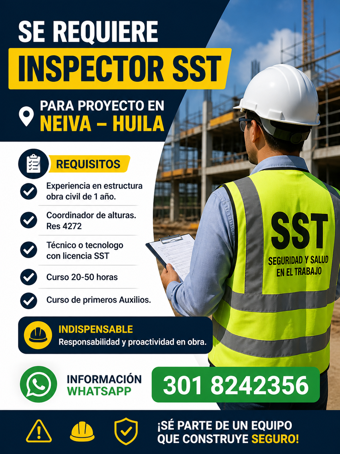 🚧 ¡Se busca Inspector SST en Neiva – Huila!