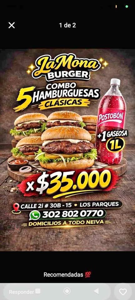🍔🔥 ¡PROMO IMPERDIBLE EN NEIVA! 🔥🍔